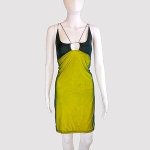 ASOS Design Neon Green Mini Bodycon Black Mesh Overlay Dress